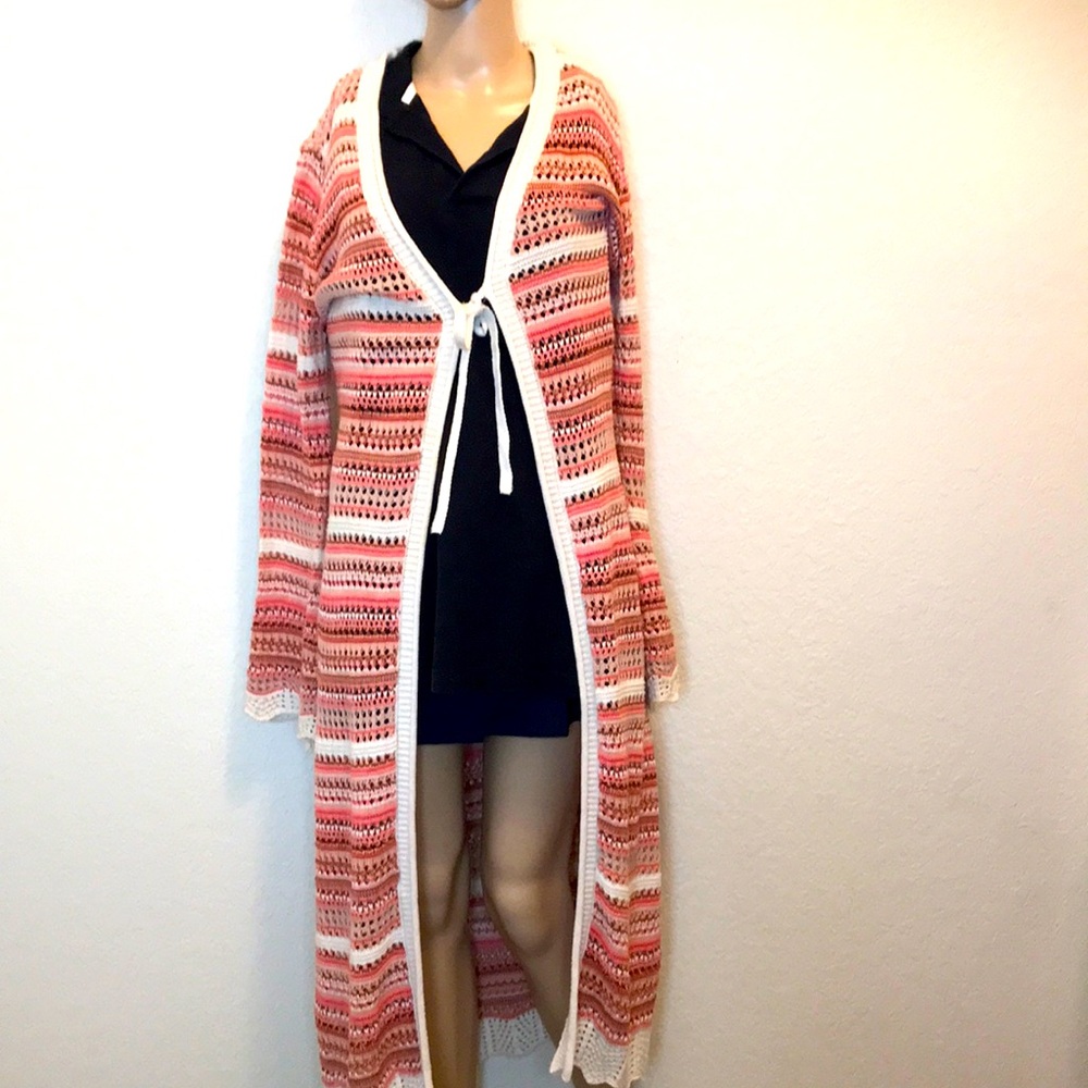 Freshman 1966 Extra Long Open Front Cardigan Sweater Size M